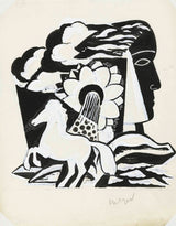 leo-gestel-1930-skridende-hest-og-blomster-hoved-skitse-kunsttryk-fin-kunst-reproduktion-vægkunst-id-a7rahtll9