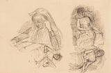 约瑟夫-以色列-1834-四项妇女坐着阅读艺术印刷艺术复制品墙艺术 id-a7rjnr26f