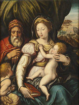未知的 16 世纪神圣家庭与婴儿圣约翰艺术印刷美术复制墙艺术 id-a7sa1txbp