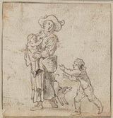 onbekend-1700-staande-vrouw-met-een-kind-in-haar-armen-met-een-kind-kunstprint-fine-art-reproductie-muurkunst-id-a7vhlnt2u