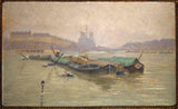 georges-emile-carette-1910-ile-saint-louis-and-notre-dame-views-of-the-pont-dausterlitz-art-print-kunst-reproduksjon-wall-art