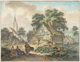 亨德里克·梅傑-1777-破舊的房屋和村莊教堂藝術印刷美術複製品牆藝術 id-a7yyb960k