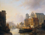 kasparus-karsen-1846-vue-imaginaire-d'une-ville-riverside-avec-aachen-cathedral-art-print-fine-art-reproduction-wall-art-id-a805kqvj2