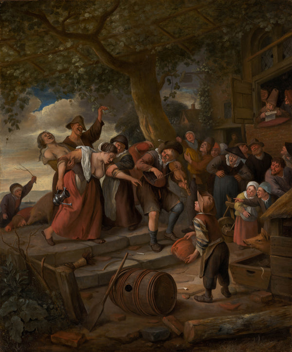 jan-steen-1675-a-pig-belongs-in-the-sty-art-print-fine-art-reproduction-wall-art-id-a80yixhym