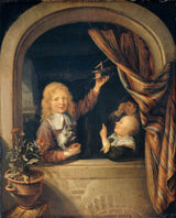דומניקוס-ואן-טול-1660-ילדים-עם-מלכודת עכברים-הדפס-אמנות-רפרודוקציה-קיר-אמנות-מזהה-a8273lkh3