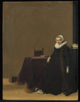 hendrik-gerritsz-potte-1635-portrett-av-en-kvinne-med-hund-kunsttrykk-fin-kunst-reproduksjon-veggkunst-id-a82rfb4fe