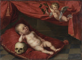 nieznany-portret-zmarłego-chłopca-z-z-motywem-wanitasowym-drukiem-reprodukcja-dzieł-sztuki-nieznany-z XVII wieku
