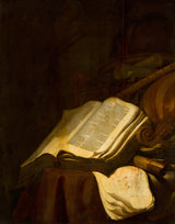 jan-vermeulen-1660-natüürmort-raamatute-ja-muusikainstrumentidega-kunstitrükk-peen-kunsti-reproduktsioon-seina-kunst-id-a84evf9e1