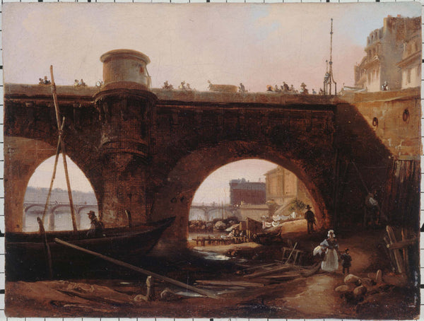 anonymous-1830-the-pont-neuf-seen-from-the-shore-on-the-right-bank-1830-art-print-fine-art-reproduction-wall-art