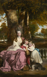 約書亞·雷諾茲爵士-1779-伊麗莎白·德爾梅夫人和她的孩子-藝術印刷品-精美藝術-複製品-牆藝術-id-a8722diow