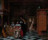 Pieter-de-hooch-1663-가족의 초상화-연주-음악-예술-인쇄-미술-복제-벽-예술-id-a8agvxqsa