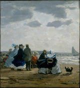 eugene-boudin-1864-på-stranden-dieppe-konsttryck-finkonst-reproduktion-väggkonst-id-a8ami6m2n