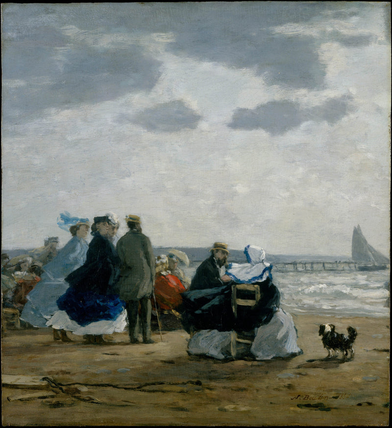 eugene-boudin-1864-on-the-beach-dieppe-art-print-fine-art-reproduction-wall-art-id-a8ami6m2n
