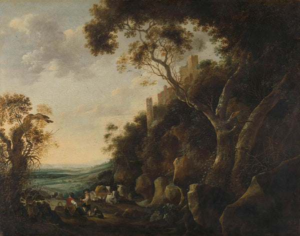 gijsbert-gillisz-de-hondecoeter-1652-landscape-with-shepherds-art-print-fine-art-reproduction-wall-art-id-a8bwlpc1p