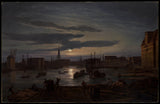 Йохан-християнин-Дал-1846-Копенхаген-пристанище-по-лунна светлина-арт-печат-фино арт-репродукция стена-арт-ID-a8giteacu