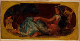 尤金·德拉克洛瓦（Eugene-Delacroix）1849年素描在巴黎德维尔（Saville de La-Paix）沙龙酒店的巴黎Minerve艺术印刷精美的艺术复制品墙上的艺术