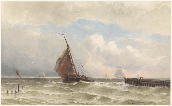 jonkheer-jacob-eduard-van-heemskerck-van-beest-1838-port-of-vlissingen-with-incoming-sailer-art-print-fine-art-reproduction-wall-art-id-a8lcoi2gb