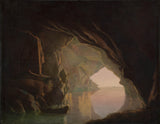 约瑟夫·赖特·德比1881年，萨勒诺海湾的洞穴中，日落艺术打印精美艺术复制品墙上的艺术编号a8n5jmcbo