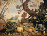 abraham-bloemaert-1600-landskap-med-frukt-och-grönsaker-i-förgrunden-konsttryck-finkonst-reproduktion-väggkonst-id-a8oo6o273