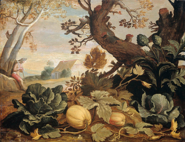 abraham-bloemaert-1600-landscape-with-fruits-and-vegetables-in-the-foreground-art-print-fine-art-reproduction-wall-art-id-a8oo6o273