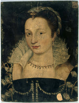 anoniem-1590-portret-van-'n-vrou-sê-gabrielle-destrees-1573-1599-kunsdruk-fynkuns-reproduksie-muurkuns