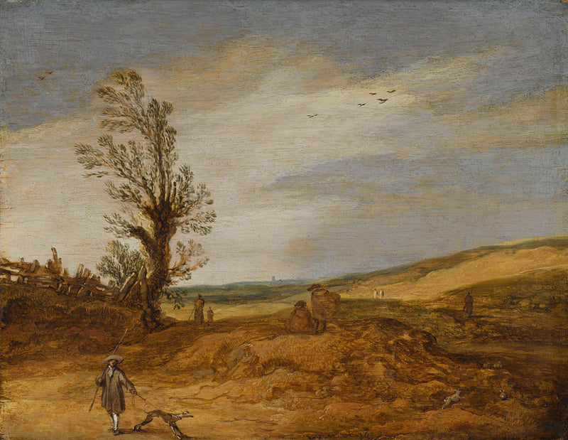 esaias-van-de-velde-1629-a-view-in-the-dunes-art-print-fine-art-reproduction-wall-art-id-a8pu9b6ux