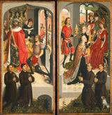 聖塔芭芭拉大師傳奇 1480 年阿布納斯使者在大衛示巴女王為所羅門帶來禮物之前的天使報喜藝術印刷藝術複製牆藝術 id-a8t8idef3