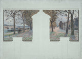 Пол-Леон-Феликс-Шмит-1901-скица-за-салата-на-градската сала-на-асњер-пејсаж-банкс-на-сена-ат-асние-уметност-принт-фина- уметност-репродукција-ѕид-уметност