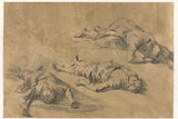 leonaert-bramer-1606-studieark-med-skitser-af-tre-mænd-liggende-kunsttryk-fin-kunst-reproduktion-vægkunst-id-a8zcrmrpa