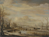 阿尔特·范·德·讷尔1660冻结河，带有行人天桥-艺术印刷-精美的艺术复制品-墙-艺术-id-a8ztp8w0u
