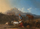 卡雷爾·杜雅爾丁-1652-意大利風景與女孩擠奶山羊藝術印刷精美藝術複製品牆藝術 id-a8zujrlbc