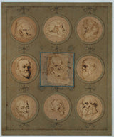 anthony-van-dyck-1610-collect-journal-studio-con-nove-teste-in-medaglioni-stampa-d'arte-riproduzione-d'arte-wall-art-id-a90643qe5