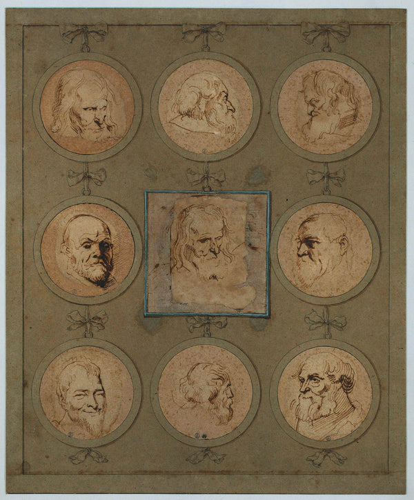 anthony-van-dyck-1610-collect-journal-study-with-nine-heads-in-medallions-art-print-fine-art-reproduction-wall-art-id-a90643qe5