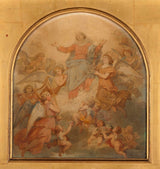 nicolas-louis-francois-gosse-1857-skiss-för-st-nicolas-du-chardonnet-kyrkan-den-triumferande-jungfru-konst-tryck-fin-konst-reproduktion-vägg-konst