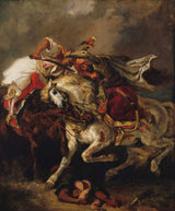 尤金·德拉克洛瓦（Eugene-Delacroix）1835与阿瓜和帕夏（Pasha）艺术的战斗打印了精美的艺术复制品墙壁艺术