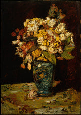阿道夫·蒙蒂切利（Adolphe-monticelli）1879年，在一个蓝色花瓶艺术印刷中的花朵精美的艺术复制品墙壁艺术ID A938odqwy