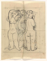 leo-gestel-1891-三位女性藝術印刷品素描美術複製品牆藝術 ID-a93ec3653