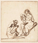 伦勃朗·范·瑞恩（Rembrandt-van-rijn）1635年，三个国王亲爱的玛丽和儿童艺术印刷精美的艺术复制品墙上的艺术编号为a93qmu9qc