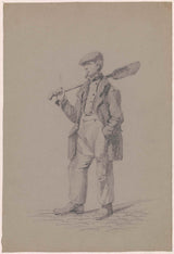 adrianus-eversen-1828-figure-study-of-a-standing-man-with-a-shovel-on-his-art-print-fine-art-reproduction-wall-art-id-a97ciylr9