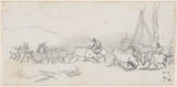 约翰·丹尼尔·科尔曼-1841-牛拖着海滩上的一块石头-艺术印刷品-精美艺术-复制品-墙艺术-id-a9azri0or