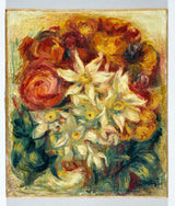 奧古斯特·雷諾阿 1914 年水仙花和玫瑰花束藝術印刷美術複製品牆壁藝術