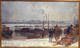 Auguste-lepere-1900-de-seine-aan-de-quai-dausterlitz-sneeuweffect-kunstprint-kunst-reproductie-muurkunst