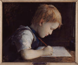 Jean-Jacques-henner-1869-the-small-ecriveur-艺术印刷品美术复制品墙壁艺术