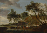 salomon-van-ruysdael-1660-suvarma yeri-art-print-incə-art-reproduksiya-divar-art-id-a9fffb6w2