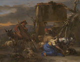 claes-pietersz-bercham-1670-scène-pastorale-avec-une-bergère-traire-une-chèvre-impression-d'art-reproduction-d'art-mur-art-id-a9fqlwtzv