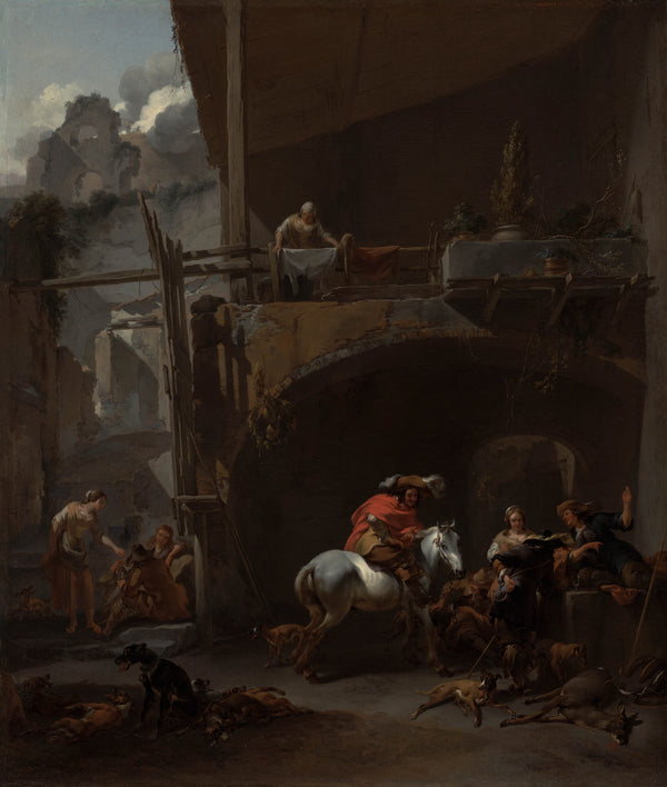 nicolaes-pieterszoon-berchem-1660-the-return-from-the-hunt-art-print-fine-art-reproduction-wall-art-id-a9h26zuez