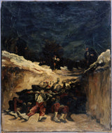 奧古斯特·蘭孔 1870 年祖阿韋斯死於 1870 年戰壕場景戰爭藝術印刷美術複製品牆壁藝術