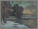 Jean-Constant-Pape-1907-为喧闹的勒塞克乌尔克运河冬季艺术印刷品美术复制墙艺术市长绘制的草图