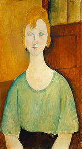 amedeo-modigliani-1917-girl-in-a-green bluza-art-print-fine-art-reproduction-wall-art-id-a9o0zdt5s