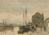 Johan-hendrik-weissenbruch-1865-syn-of-turfmarkt-og-Duck-gate-i-Haarlem-art-print-kunst--gjengivelse-vegg-art-id-a9odsw7ns